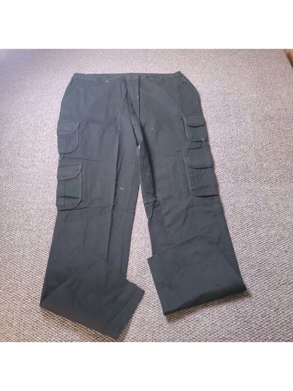 KingSize Cargo Pants Mens 44 x40L Big Tall Khaki Elastic LL Chino y2K Black